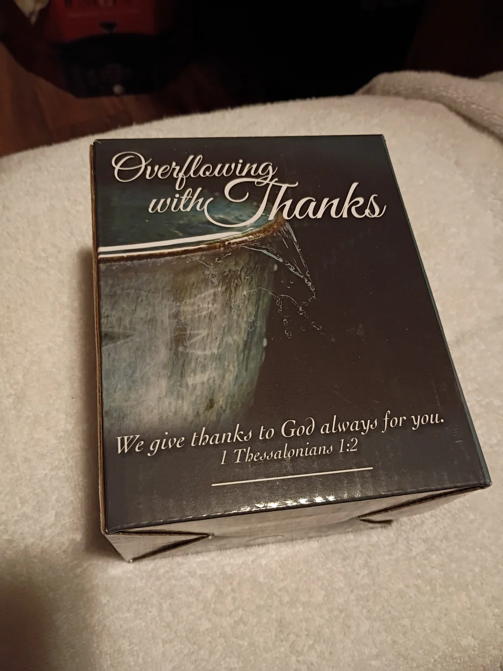 Overflowing with Thanks Decorative Gift Box - Navy Blue